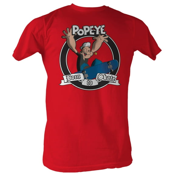 Popeye Comics Born To Skate Adult Short Sleeve T Shirt