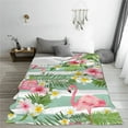 thumbnail image 5 of Honeii Tropical Flamingo Print Fleece Blanket - Throw Blanket for Bed, Sofa, Couch, Camping, and Travel , Microplush Ultra Soft Warm Blanket-40"x30", 5 of 7