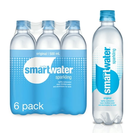 Glaceau Smartwater Sparkling Vapor Distilled Water, 16.9 Fl Oz, 6