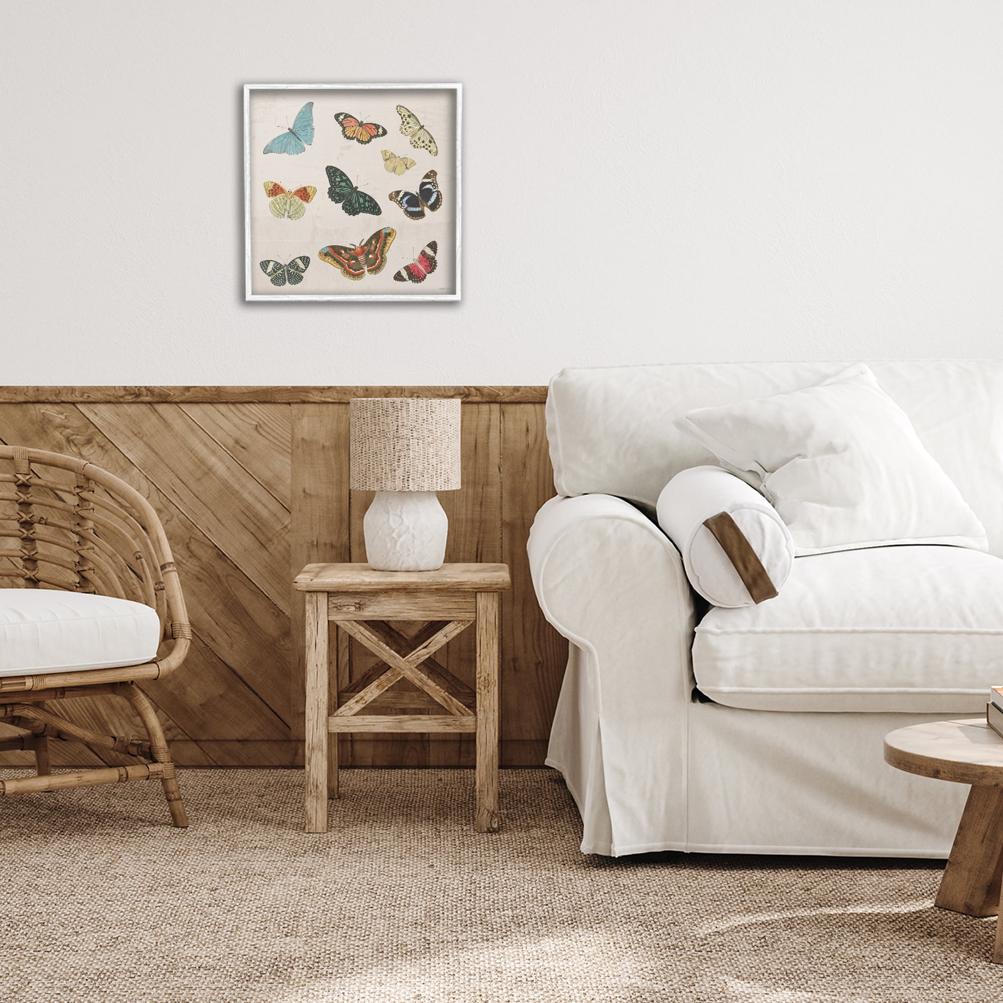 Stupell Industries Vintage Butterfly Flight White Framed Giclee Art, design by Dan Meneely