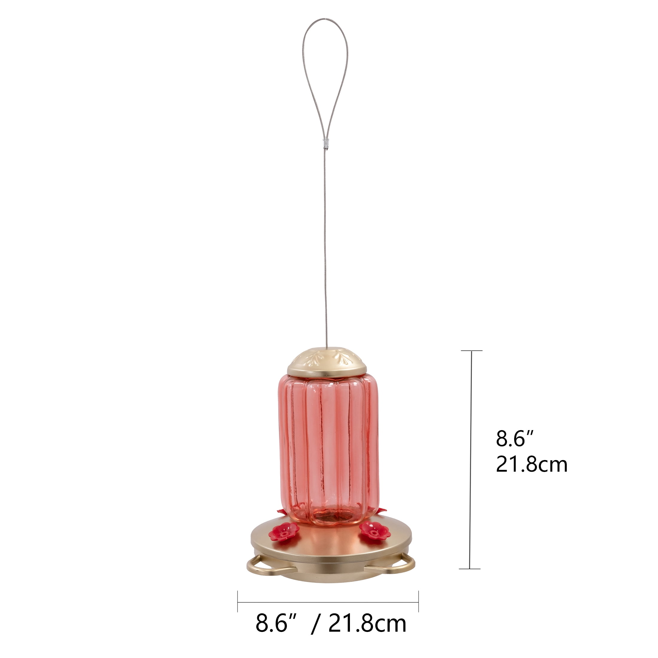 Humming Bird Final Stage 1995 未開封 Vibrant Life Pink Glass Antique Hummingbird Feeder, 32 oz