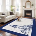 thumbnail image 3 of Retro Lighthouse Rectangle&nbsp;Area Rug&nbsp;5x7 ft Seagull Ocean Vintage Blue Lines Art Washable Rugs for Living Room, Non Slip Soft Carpet for Bedroom Entryway Dining Room, 3 of 9