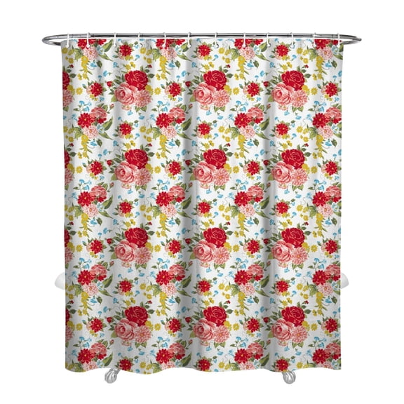 Waterproof Pioneer Shower Curtain 72x84 Inch Polyester Unique Cute Floral Shower Curtain for Bathroom Hotel Home Decor with 12 Plastic Hooks
