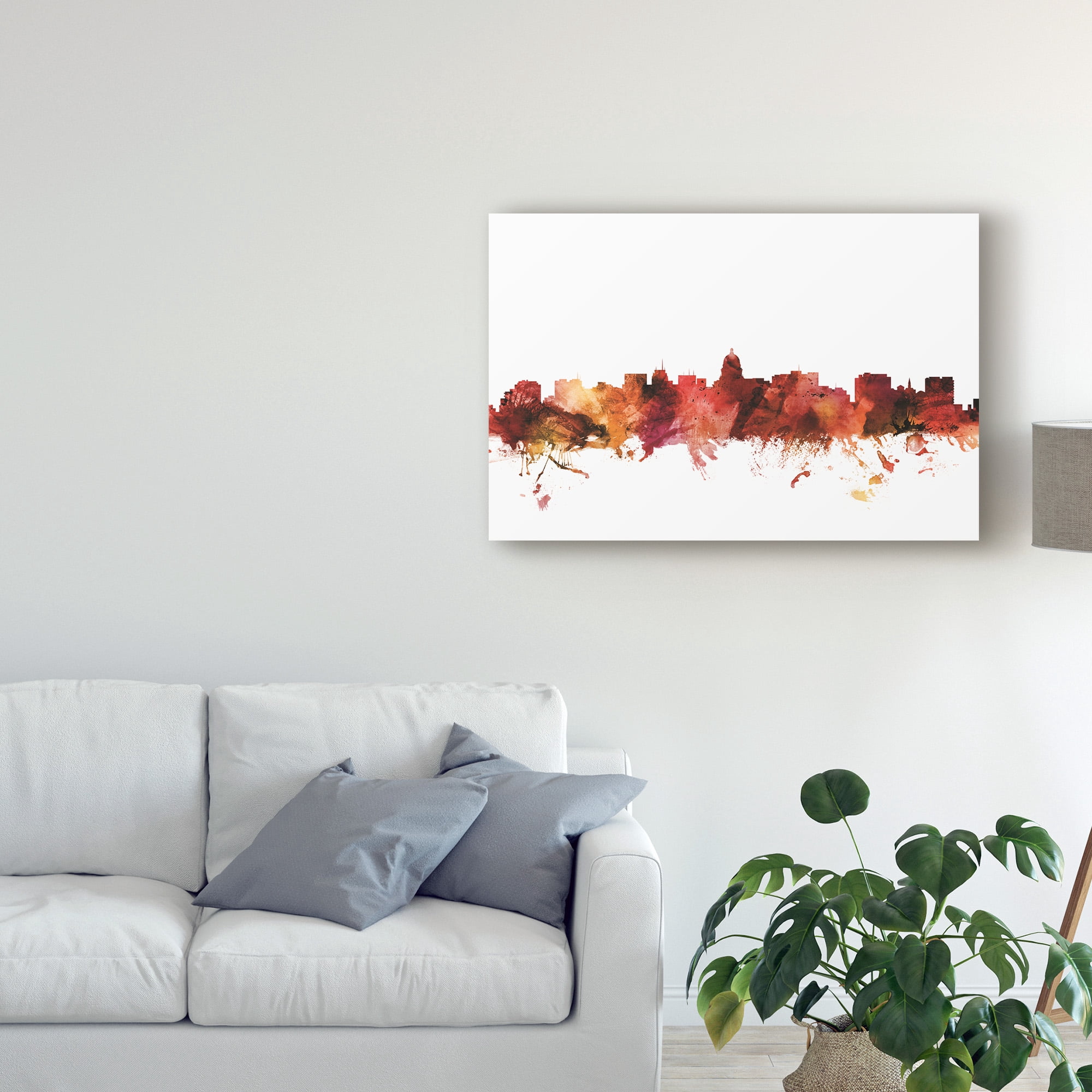 Trademark Fine Art 'Madison Wisconsin Skyline Red' Canvas Art by Michael Tompsett