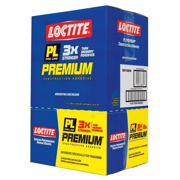 Loctite PL Premium Construction Adhesive, 28 fl. oz., Cartridge, Clear, 12 Pieces, 12 Pack