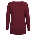thumbnail image 3 of ibuvkizy Womens Tops Dressy Casual,Womens Long Sleeve Shirts,Oversized Tshirts Shirts for Women Solid Workout Sweatshirts Casual Basic Long Sleeve Shirt Classic V-Neck Tops Red,S, 3 of 4
