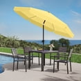 thumbnail image 1 of CorLiving 10ft Large Tilting Round Market Patio Umbrella with Side Flaps and Steel Frame, Yellow, 1 of 10