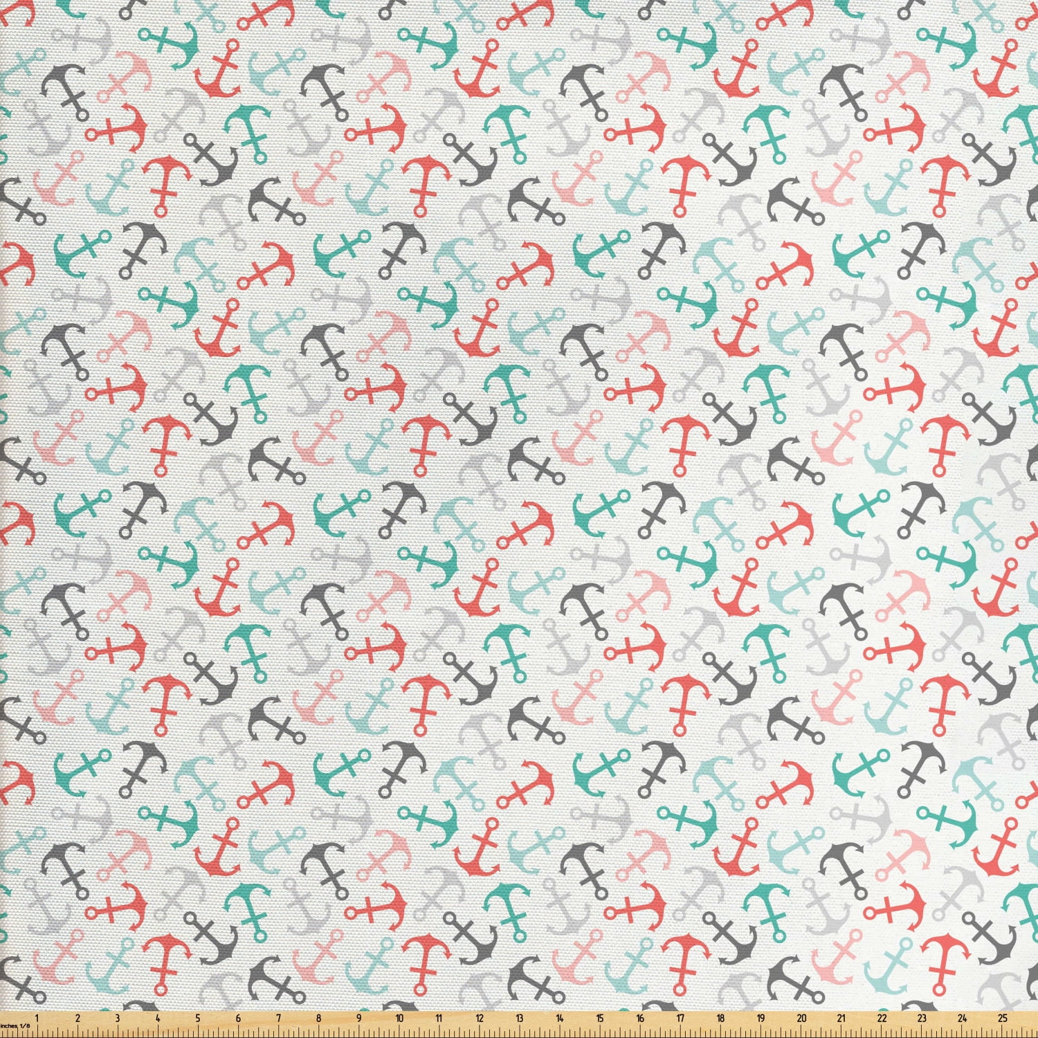 Anchor Fabric by the Yard Upholstery, Nautical in Retro Colors Yachting Theme Sailor Abstract
