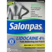 Salonpas 15 Patches Lidocaine 4% Maximum Strength Pain Relieving Gel Patch