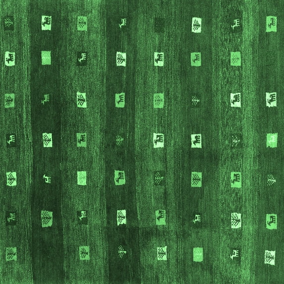 Ahgly Company Indoor Square Abstract Emerald Green Contemporary Area Rugs, 3' Square