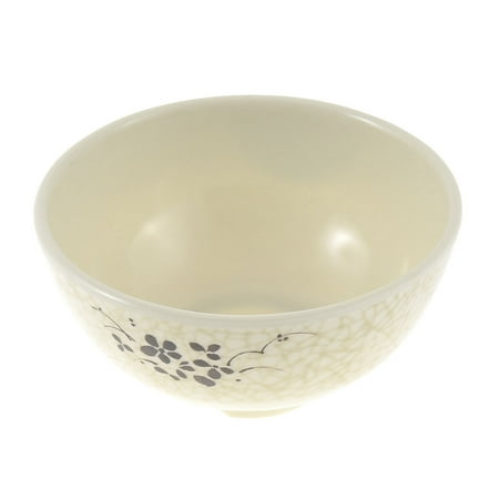 Flower Soup Bowl - Household Kitchen Plastic Flower Pattern Soup Porridge Food Rice Bowl Beige