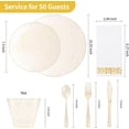 thumbnail image 4 of 350 Piece Dinnerware Set for 50 Guests, Plastic Plates Disposable for Party, Include: 100 Gold Glitter Plastic Plates, 50 Paper Napkins, 50 Cups, 50 Gold Glitter Plastic Silverware Set, 4 of 12