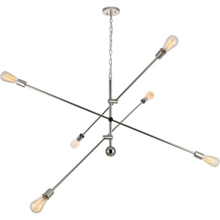 

Polished Nickel Tone Finish Pendants 55 Wide Steel/Metal E26 Medium 6 Light Fixture