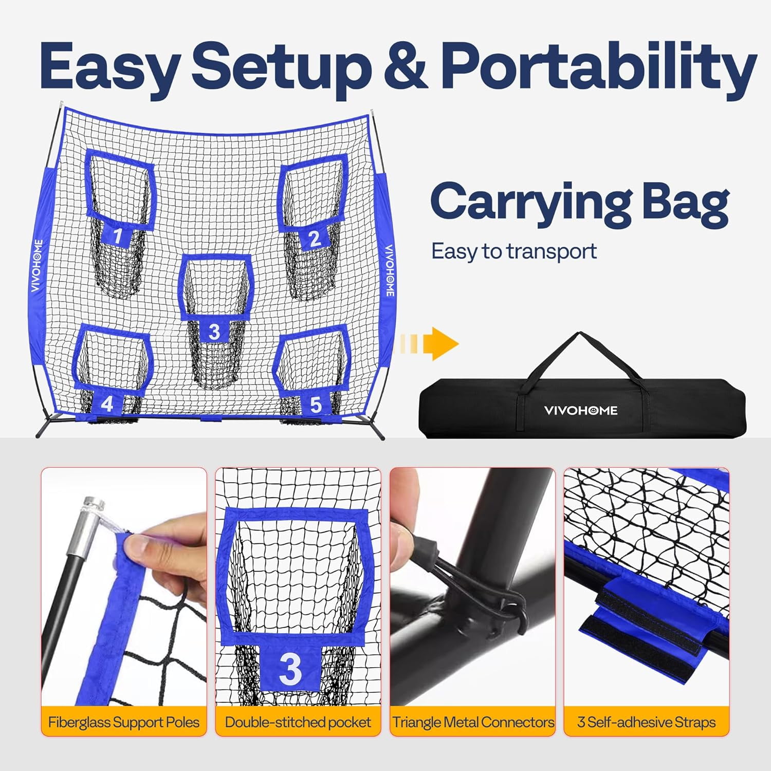SPECSTAR Football Throwing Net, 7 x 7 ft Football Practice Net with 5 Throwing Target, Quarterback Training Equipment for Improving Throwing Accuracy, Includes Carry Bag