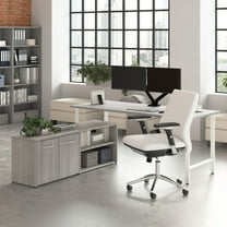 Hustle 72W Computer Desk with Storage Cabinet in Platinum Gray - Engineered Wood