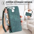 thumbnail image 2 of for Motorola Edge 30 Neo/Edge 30 Lite Phone Case Leather Wallet Zipper Pocket Pouch, Retro Brushed Striped Folio Flip Cover Kickstand, Card Holder Cash Slot, Magnetic Metal Button, Wrist Strap, 2 of 8