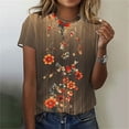 thumbnail image 2 of KeFaWanJu Summer ! Round Neck T Shirts for Women Plus Size Short Sleeve Tshirts Under $5 Floral Tee Shirts,Red C Sizes XXXL, 2 of 5