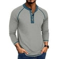 thumbnail image 2 of Xzbqbs Mens Henley Shirts Long Sleeve Button Down Casual Slim Fit Pullover Fashion Lightweight Soild Color V-Neck T Shirts for Men, 2 of 7
