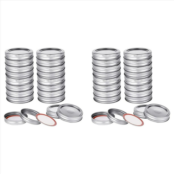 40 Piezas Juego de Tapas y Anillos para Tarros de Masón para Enlatado de Boca Regular, Tapas una Prueba de Fugas y de Tipo Dividido para Tarros de Bola Kerr (70 mm)
