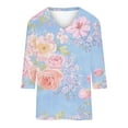 thumbnail image 5 of JTZGDY Floral Shirts for Women Dressy Casual Summer 3/4 Length Sleeve V Neck Graphic T-Shirts Trendy Oversized Comfy Tunic Blouse Fashion 2025 Clothes Multicolor#17 XXXL, 5 of 5