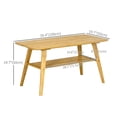 thumbnail image 3 of HOMCOM Table Basse à 2 Niveaux, Table Centrale en Bambou avec Étagère de Rangement, Table à Cocktail Rectangulaire pour Salon, 3 of 10