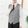 thumbnail image 2 of Boy's Formal Suit Vest Solid Dress Waistcoat Vest with Pockets for Wedding Pageant and Performance Elegant Sleeveless with Adjustable Back, Size 3-17 Years,Color:Grey,13-14 Years, 2 of 7