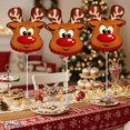 thumbnail image 5 of PMU Rudolph The Reindeer Brown & Red 9 Inches Pre-inflated (Air Filled) with stick Mylar Balloon Pkg/1, 5 of 10