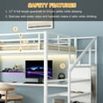 thumbnail image 6 of Bellemave Queen Size Metal Loft Bed with L-shaped Desk and Storage Staircase, Loft Bed Frame with Wardrobe and Shelf, LED Loft Bed with Power Outlet for Kids Teens Adults, (Off White, Queen), 6 of 11
