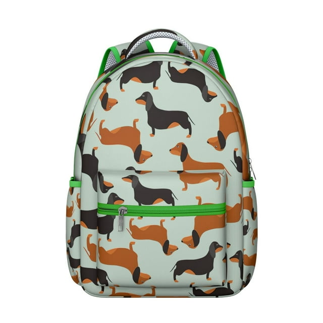 Vintage Dog Illustration Backpack with Geometric Patterns, Perfect for Dog Lovers, Comfortable Straps, and Ample Storage