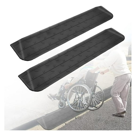 1" High 2 Pack Wheelchair Ramp Rubber Threshold Ramps for Home Doorways, 2200 lbs Weight Capacity, Non-Slip Surface for Wheelchair,Strollers,Scooters Home Doorways Use(1" High, 2 Pack)