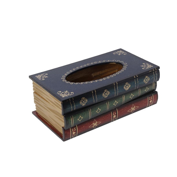 Caja De Pañuelos Retro Porta Pañuelos Libros Antiguos Estilo Vintage Madera Eigraketly HA024919-04