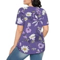 thumbnail image 4 of Hauts d'Été à Manches Courtes Femme Mode 2024 Blouses Plissées Chic Décontractées Col Rond T-Shirts de Couleur Unie (XX-Grand, Violet 03), 4 of 6