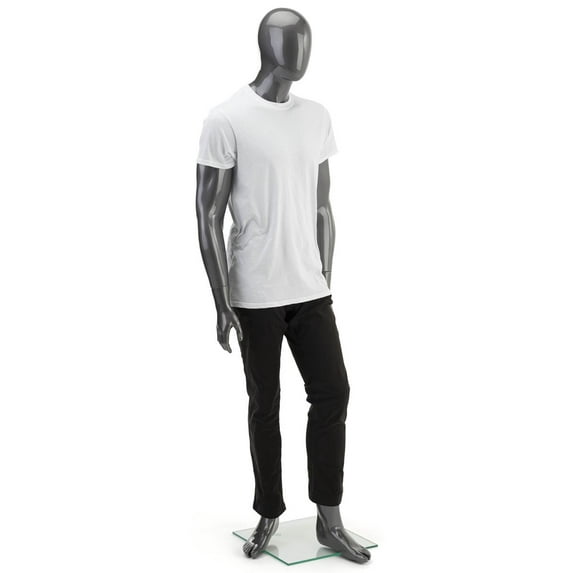 Displays2go Egg Head Male Model, Calf & Heel Rod, Detachable Limb & Torso, Separated Toes & Formed Hands – Gray (ZAMMGMW1GM)
