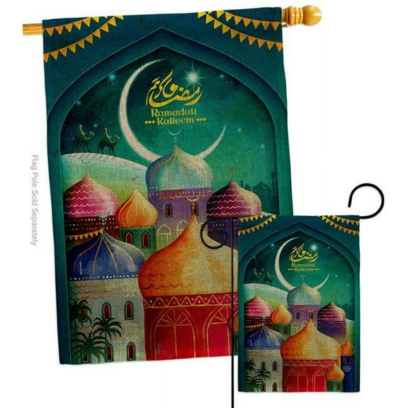 Happy Ramadan Kareem Religious 28 x 40 in. Double-Sided Decorative Vertical House Flags Set for Decoration Banner Garden Yard Gift