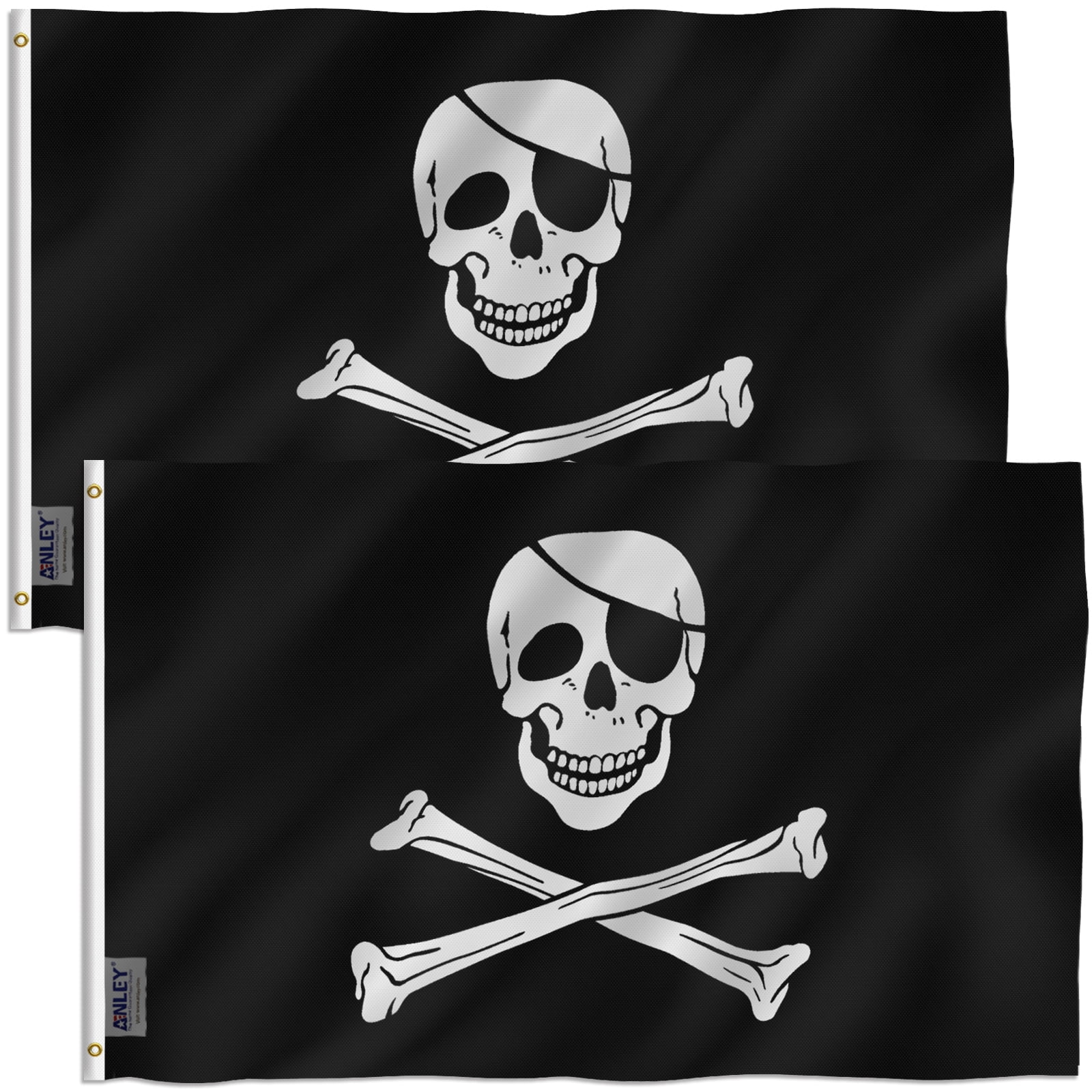 3x5 Jolly Roger Pirate Eye Patch 2 Faced 2-ply Wind Resistant Flag 3x5ft 