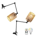 thumbnail image 1 of FSLiving Rechargeable Battery Operated LED Smart RGB Mode Adjustable Spot Light by Remote RV Industrial Table Lamp,Retro Natural Twine Braiding Dimmable Clip for Rustic Desk Lamp Hallway 2 Lights, 1 of 7