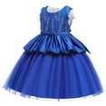 thumbnail image 2 of XMMSWDLA Toddler Girl Clothes Girls Solid Color Leaf Embroidery Net Yarn Bowknot Birthday Party Flowers Gown Kids Dresses, 2 of 8
