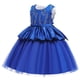 thumbnail image 1 of Vestido Para Niñas, Ropa Para Niñas Pequeñas, Color Sólido, Bordado De Hojas, Hilo De Red, Lazo, Fiesta De Cumpleaños, Vestido De Flores, Vestidos Para Niños, Azul Odeerbi  LM103-8809, 1 of 9