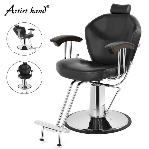 Artist Hand Black Reclining Barber Chair Salon Chair, Both Sides Levers for LeftHanded