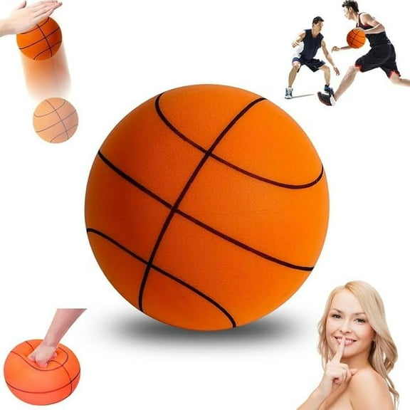 Silent Basketball 29.5, Full Size Indoor Soundless Basketball for Adults and Youth Official Size 7, Quiet Bounce Orange Design with PU Material, Ideal for Indoor Training