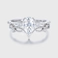 thumbnail image 2 of Oryn Jewelry Anniversary Gift Band Set - 2 Ct Oval Cut Moissanite Band - 14K White Gold Plated Ring - Twisted Overlap Engagement Band with Matching Ring, 2 of 6