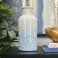thumbnail image 2 of DecMode 15" Abstract Ombre Drip Blue Ceramic Vase with Gray and White Accents, 2 of 10