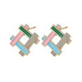thumbnail image 1 of Pendiente clásico con forma de valla cuadrada y piedra de cristal transparente Elegante - Color | Código de modelo 4830 Color, 1 of 4