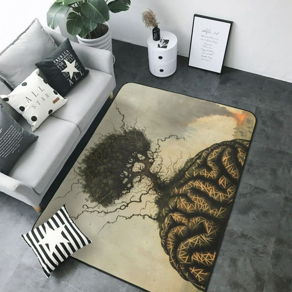Area Rugs For Living Room Decor - Surreal Brain Tree Soft Anti Slip Throw Washable Rugs 5x7 For Bedroom, Indoor Carpet For Bedroom Living Room 80x58In