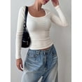 thumbnail image 5 of Musuos Women's Slim Fit Tops Long Sleeve Solid Color Scoop Neck Fall T-Shirt Streetwear Tops, 5 of 9