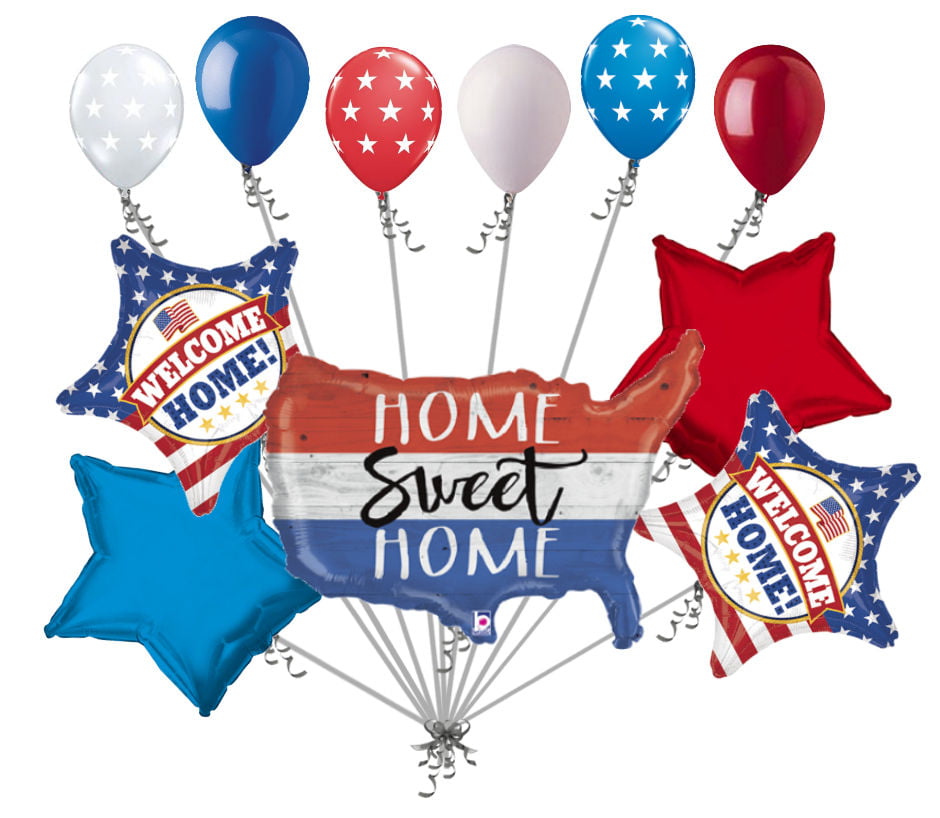 16" Silver WELCOME HOME Foil Letter Balloon Banner Veteran Military Retirement 