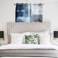 thumbnail image 4 of Navy Blue Grey Kitchen Curtains Short 45 Inch Length, Modern Ombre Oil Painted Abstract Art Grommet Top Bedroom Living Room Curtains, Light Filtering Cafe Curtain Drapes 2 Panels Set 84''x45'', 4 of 9