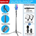thumbnail image 1 of FANGTUOSI-Palo de Selfie inalámbrico, trípode de 1700mm con soporte, monopié plegable con luz Led para teléfonos inteligentes, equilibrio estable, disparo en vivo xuanjing unisex, 1 of 2