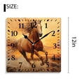thumbnail image 2 of 12 Inch Wall Clock Battery Operated Silent Clock Decorative for Office, Kitchen, Outdoor, Living Room，Brown Horse Running Sunset Picture, 2 of 4