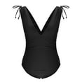 thumbnail image 5 of UTSJKR One Piece Swimsuit for Women Tummy Control Ruched Bathing Suit Sexy High Cut Swimwear V Neck Swim Suit Black L, 5 of 7